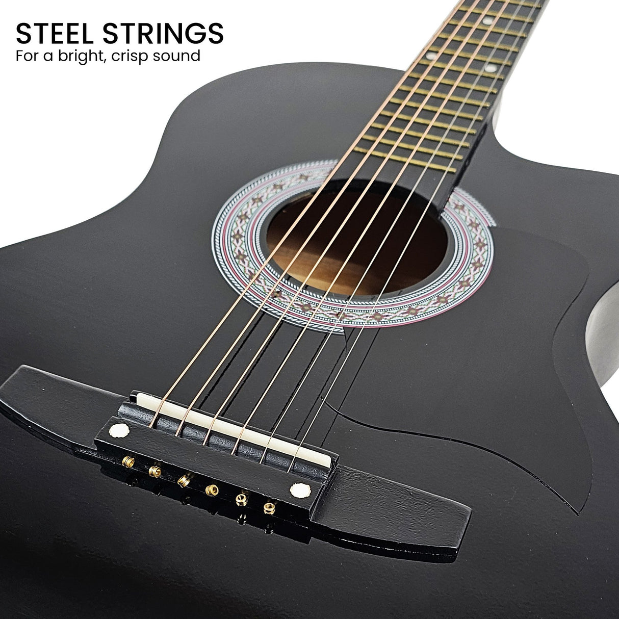 Karrera 38-Inch Black Cutaway Acoustic Guitar Bundle with Gig Bag