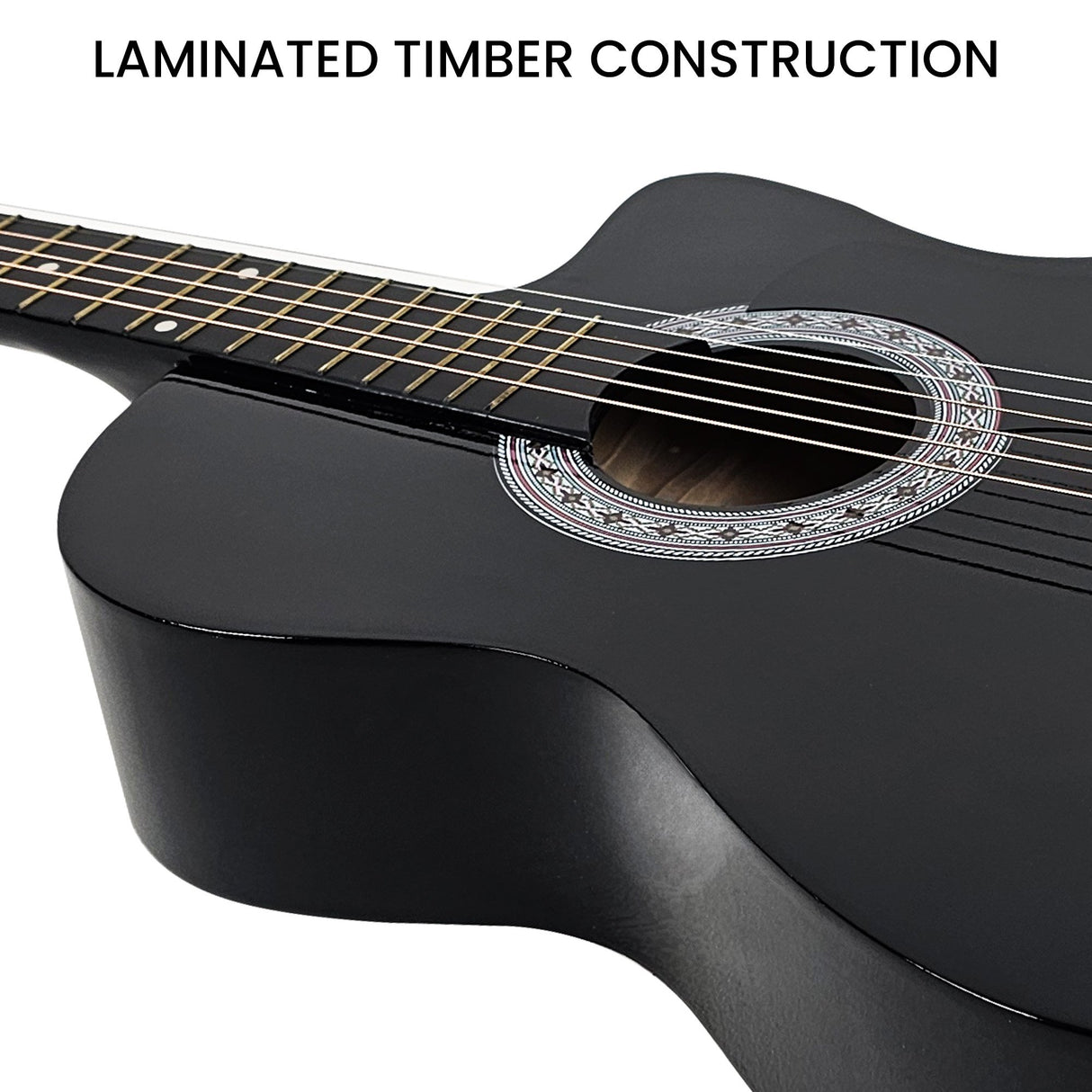 Karrera 38-Inch Black Cutaway Acoustic Guitar Bundle with Gig Bag