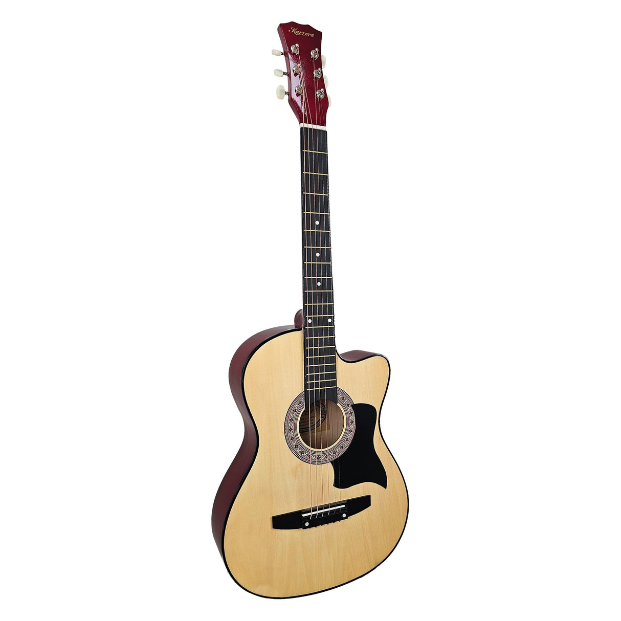 Karrera 38-Inch Cutaway Acoustic Guitar Bundle with Weatherproof Bag - Natural Finish