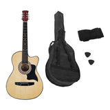 Karrera 38-Inch Cutaway Acoustic Guitar Bundle with Weatherproof Bag - Natural Finish