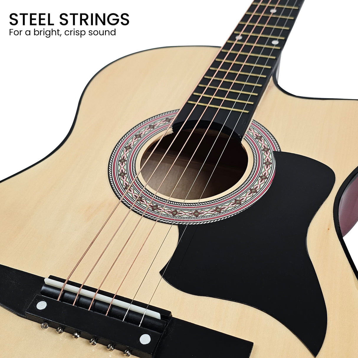 Karrera 38-Inch Cutaway Acoustic Guitar Bundle with Weatherproof Bag - Natural Finish