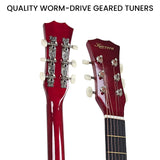 Karrera 38-Inch Cutaway Acoustic Guitar Bundle with Weatherproof Bag - Natural Finish - Low Angle