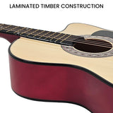 Karrera 38-Inch Cutaway Acoustic Guitar Bundle with Weatherproof Bag - Natural Finish