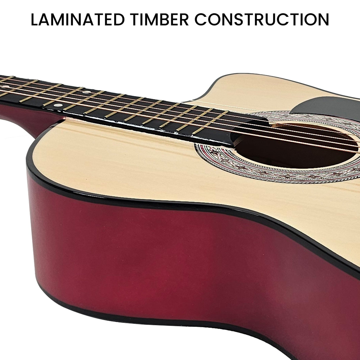 Karrera 38-Inch Cutaway Acoustic Guitar Bundle with Weatherproof Bag - Natural Finish