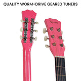 Karrera 38-Inch Cutaway Pink Acoustic Guitar Set with Bag - Low Angle