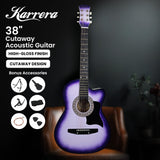 Karrera 38in Cutaway Acoustic Guitar Bundle with Accessories - Purple Burst