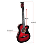 Karrera 38in High-Quality Cutaway Acoustic Guitar Set with Weatherproof Bag - Red Burst