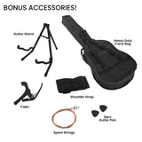 Karrera 38in High-Quality Cutaway Acoustic Guitar Set with Weatherproof Bag - Red Burst - Rear View