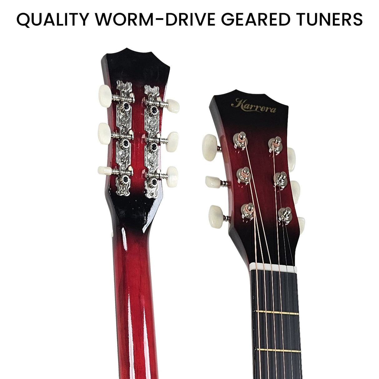 Karrera 38in High-Quality Cutaway Acoustic Guitar Set with Weatherproof Bag - Red Burst