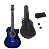 Karrera 38-Inch Blue Burst Cutaway Acoustic Guitar Set with Bag and Accessories - Front View