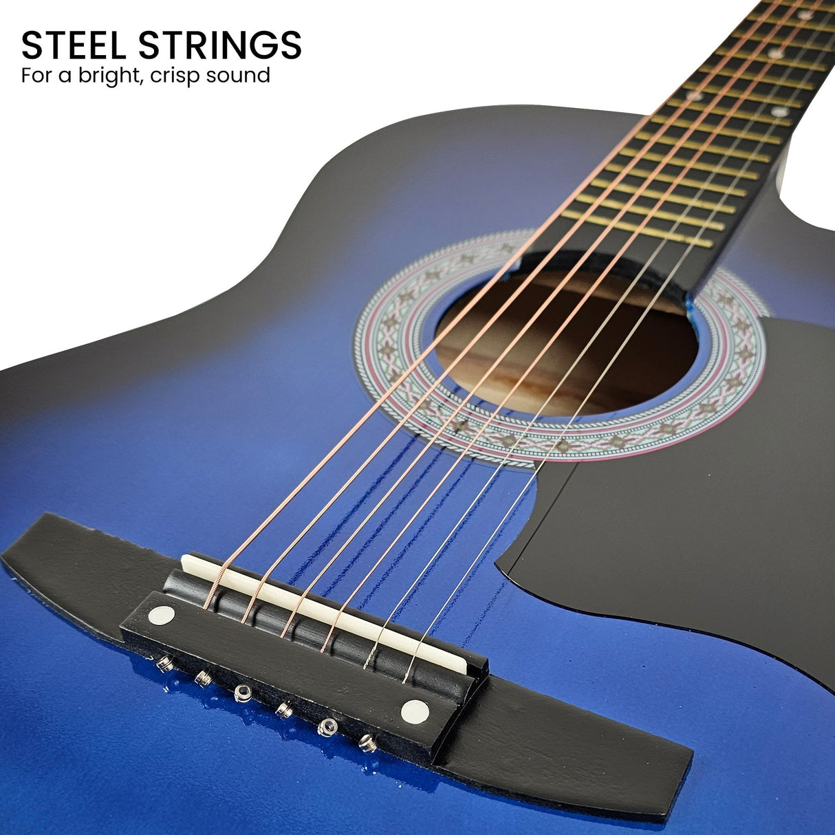 Karrera 38-Inch Blue Burst Cutaway Acoustic Guitar Set with Bag and Accessories
