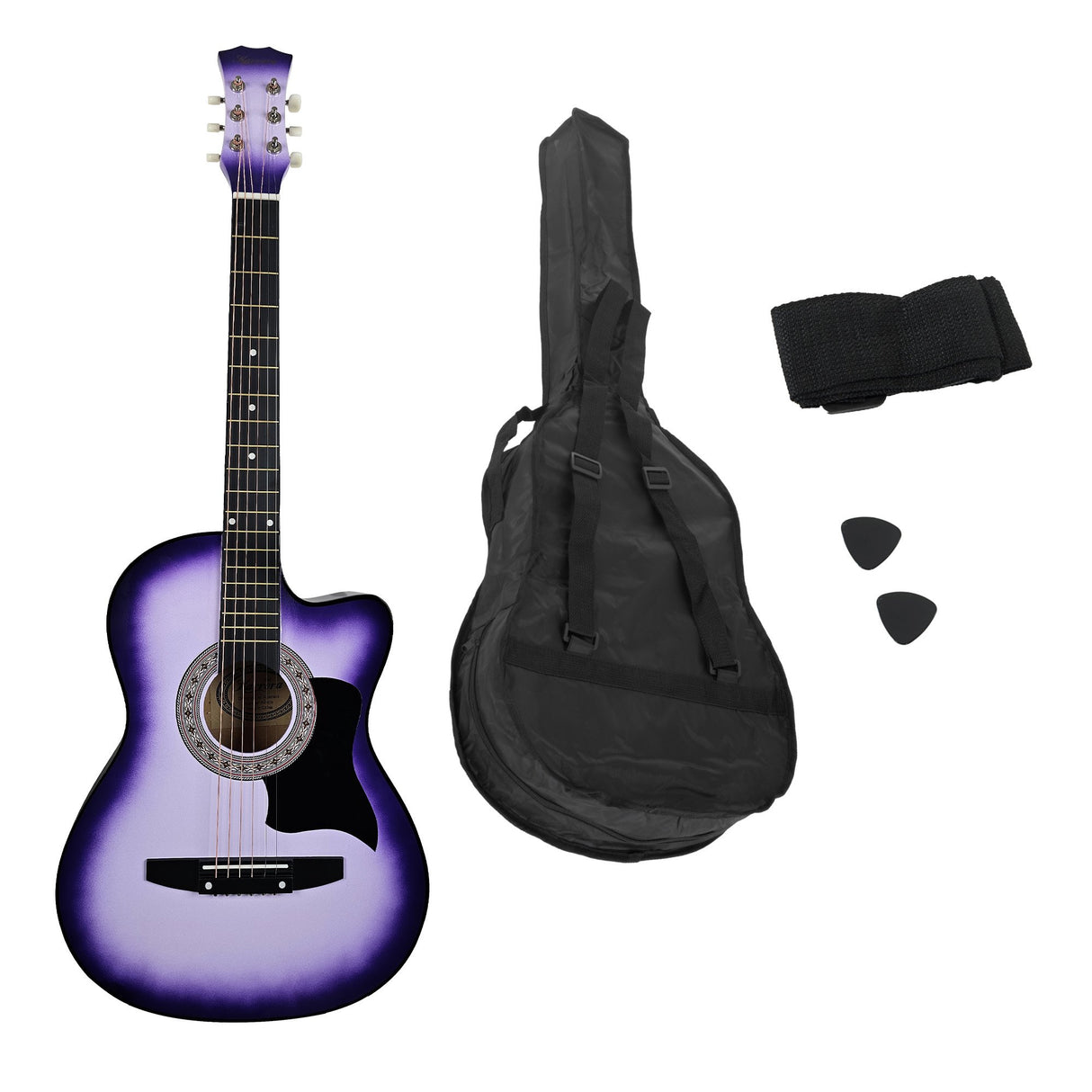 Karrera 38-Inch Cutaway Acoustic Guitar Bundle - Elegant Purple Burst Finish