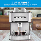 Pronti 1.6L Automatic Espresso Maker with Integrated Milk Frother - Close-Up Angle