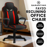 Sarantino Fayzo Racing Reclining Office Gaming Chair Black And Red Adjustable Computer Desk Seat With Adjustable Height Breathable Mesh Back Padded Armrests