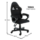 Sarantino Antre Kids Study Gaming Chair Black Adjustable Computer Desk Seat Racing Inspired-look With Adjustable Height Ergonomic Back Support Padded Armrests - Top-Down View