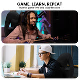 Sarantino Antre Kids Study Gaming Chair Black Adjustable Computer Desk Seat Racing Inspired-look With Adjustable Height Ergonomic Back Support Padded Armrests - Rear View