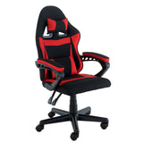 Sarantino Antre Kids Study Gaming Chair Black Red Computer Desk Seat Adjustable Height Ergonomic Back Support Padded Armrests - Front View