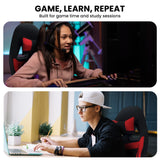 Sarantino Antre Kids Study Gaming Chair Black Red Computer Desk Seat Adjustable Height Ergonomic Back Support Padded Armrests - 45-Degree Angle