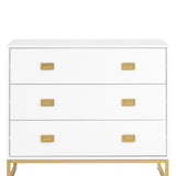 Sarantino Amara Chest of Drawers Tallboy Dresser in White/Gold