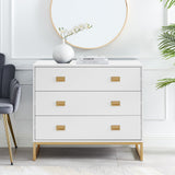 Sarantino Amara Chest of Drawers Tallboy Dresser in White/Gold