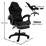 Sarantino Cueva Reclining High Back Office Gaming Chair Black Retractable Footrest Computer Seat - Top-Down View