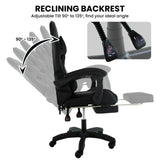 Sarantino Cueva Reclining High Back Office Gaming Chair Black Retractable Footrest Computer Seat - Close-Up Angle