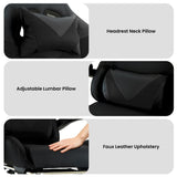 Sarantino Cueva Reclining High Back Office Gaming Chair Black Retractable Footrest Computer Seat - Low Angle
