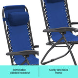 Wallaroo Zero Gravity Reclining Deck Lounge Sun Beach Chair Outdoor Folding Camping - Grey - Low Angle