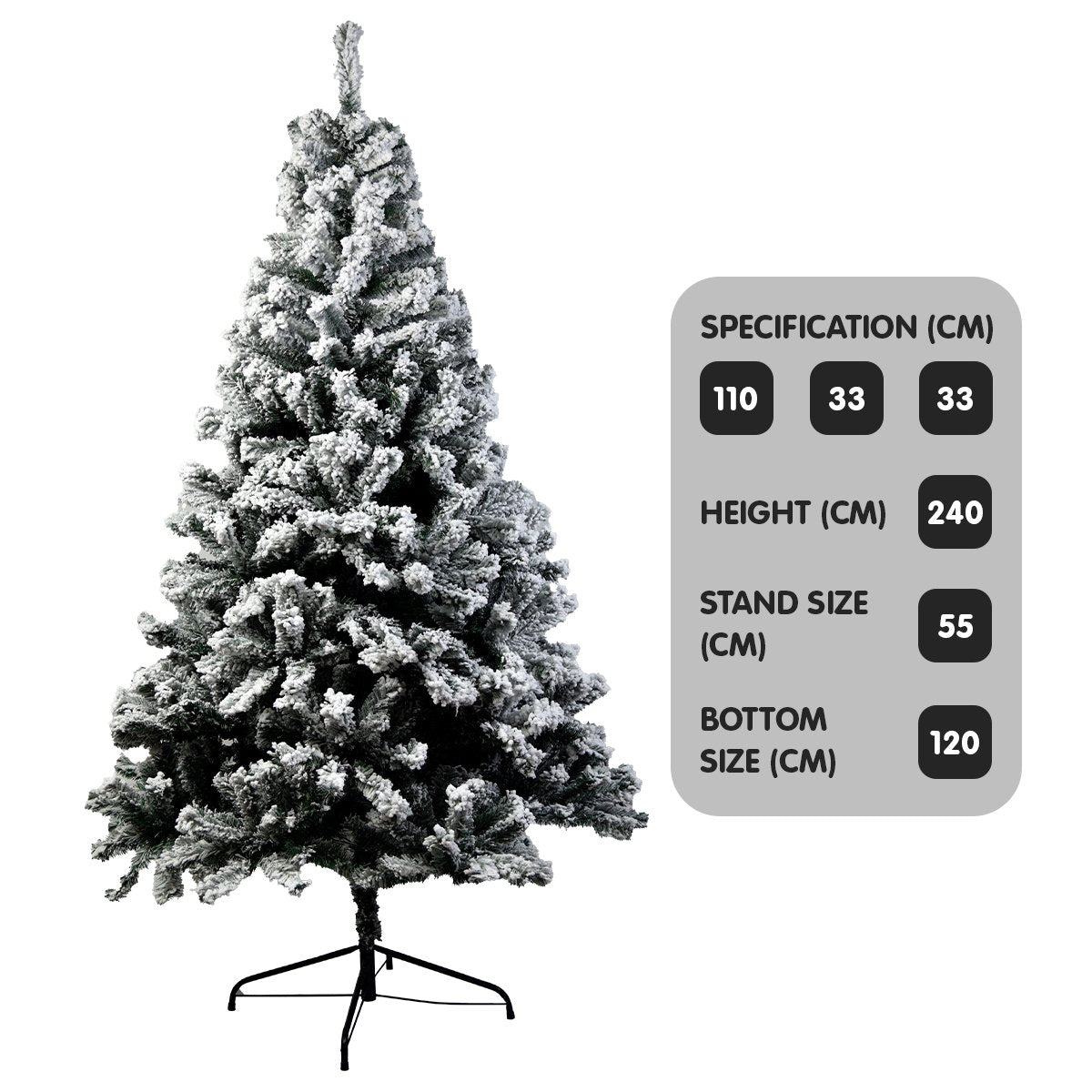 Snowy Elegance 2.4m Christmas Tree with 1500 Tips