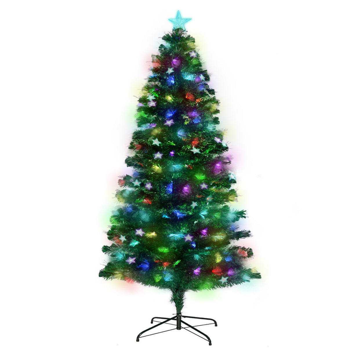 Christabelle 1.5m Glittering Pre-Lit Fibre Optic Christmas Tree with Star Ornaments