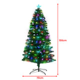 Christabelle 1.5m Glittering Pre-Lit Fibre Optic Christmas Tree with Star Ornaments - Top-Down View