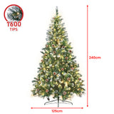 Christabelle 2.4m Pre Lit LED Christmas Tree Decor with Pine Cones Xmas Decorations - Top-Down View