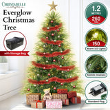 Christabelle 4ft Prelit Everglow Fir Christmas Tree with 150 Bright LED Lights - Top-Down View