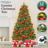 Lumina Pine 1.2m Prelit Christmas Tree with 150 Energy-Efficient LED Lights - Top-Down View