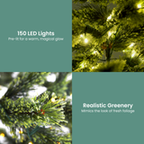 Lumina Pine 1.2m Prelit Christmas Tree with 150 Energy-Efficient LED Lights - Close-Up Angle