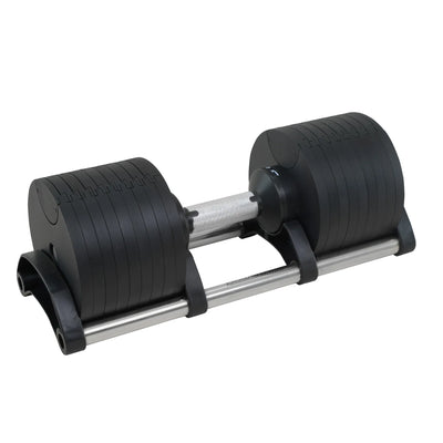 Powertrain Eon 45kg Adjustable Dumbbell, Quick Dial 5-45kg Weight for Home Gym Strength Training - Black