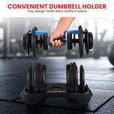Powertrain  24KG Adjustable Home Gym Dumbbell - Blue - 45-Degree Angle