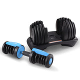 Powertrain  24KG Adjustable Home Gym Dumbbell - Blue - Low Angle