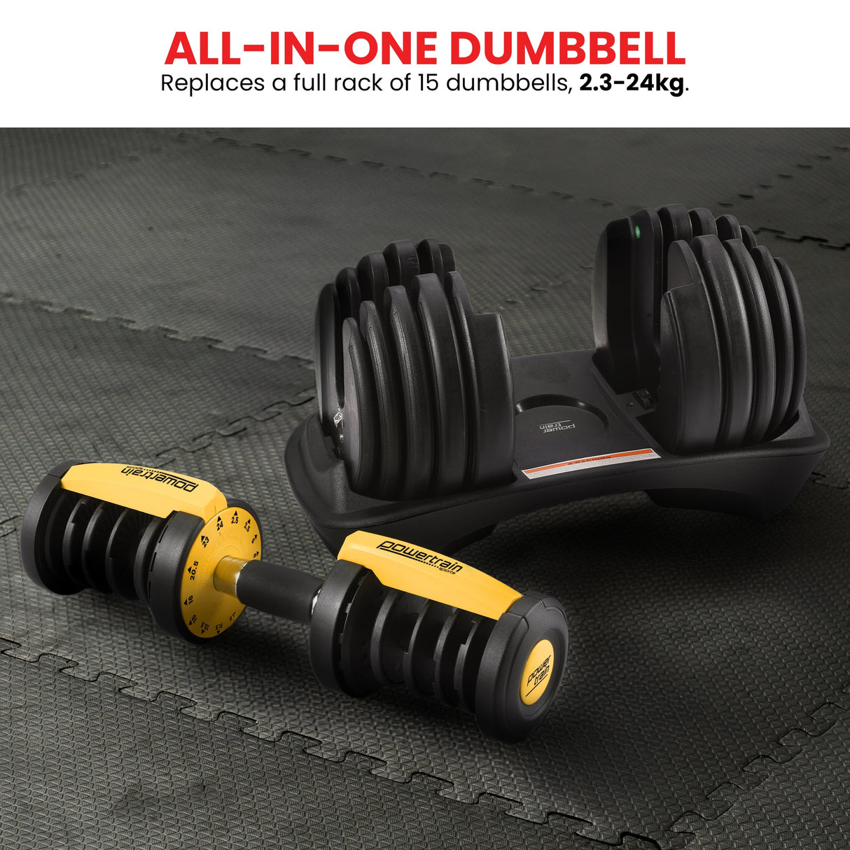 Powertrain 24KG  Adjustable Home Gym Dumbbell - Gold