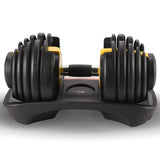 Powertrain 24KG  Adjustable Home Gym Dumbbell - Gold - Low Angle