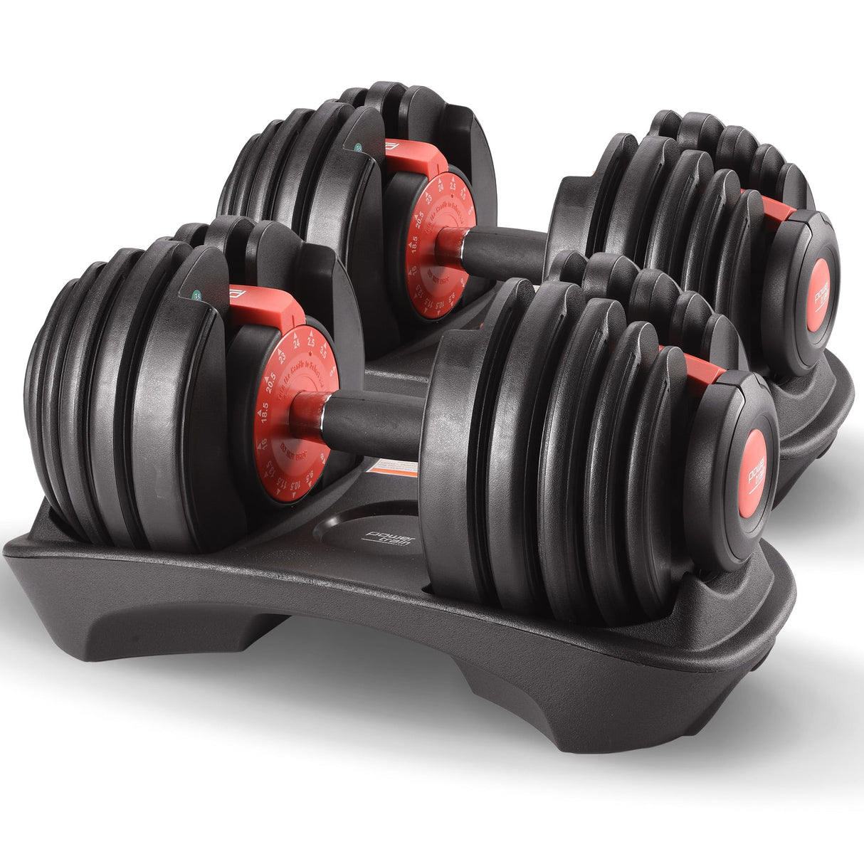 Powertrain 48kg Adjustable Dumbbells 15-in-1 Home Gym Weights Red