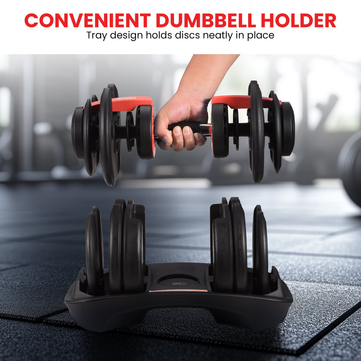 Powertrain 48kg Adjustable Dumbbells 15-in-1 Home Gym Weights Red