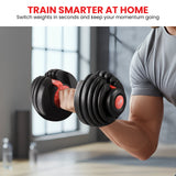 Powertrain 48kg Adjustable Dumbbells 15-in-1 Home Gym Weights Red