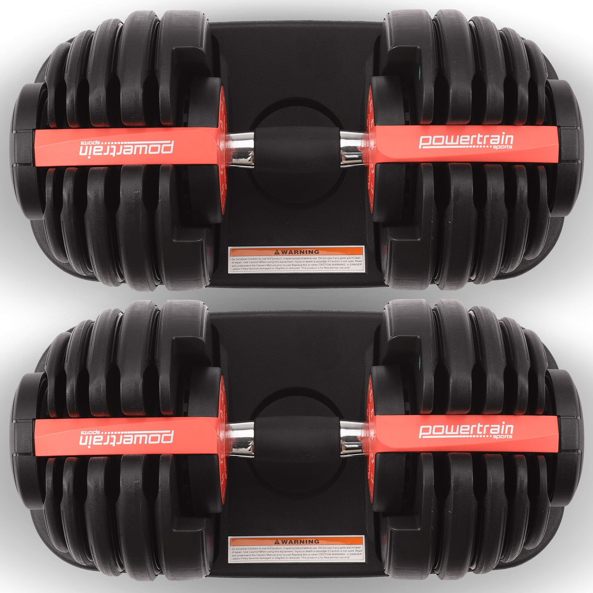 Powertrain 48kg Adjustable Dumbbells 15-in-1 Home Gym Weights Red