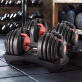 Powertrain 48kg Adjustable Dumbbells 15-in-1 Home Gym Weights – Red - Extra Image
