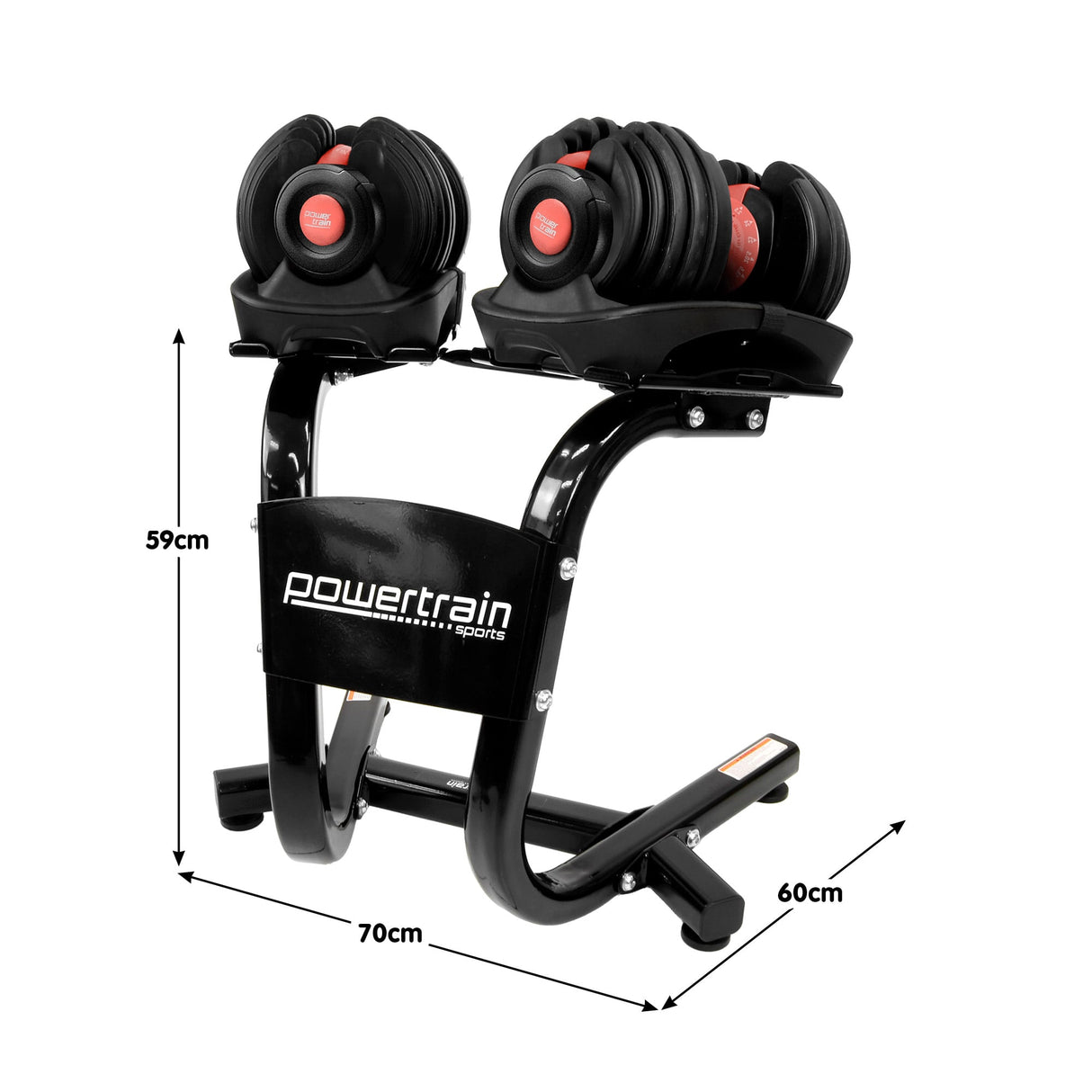 Powertrain 48kg Adjustable Dumbbells with Dumbbell Stand  Red