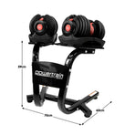 Powertrain 48kg Adjustable Dumbbells with Dumbbell Stand – Red