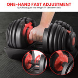 Powertrain 48kg Adjustable Dumbbells with Dumbbell Stand  Red - Rear View