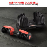 Powertrain 48kg Adjustable Dumbbells with Dumbbell Stand  Red - Close-Up Angle
