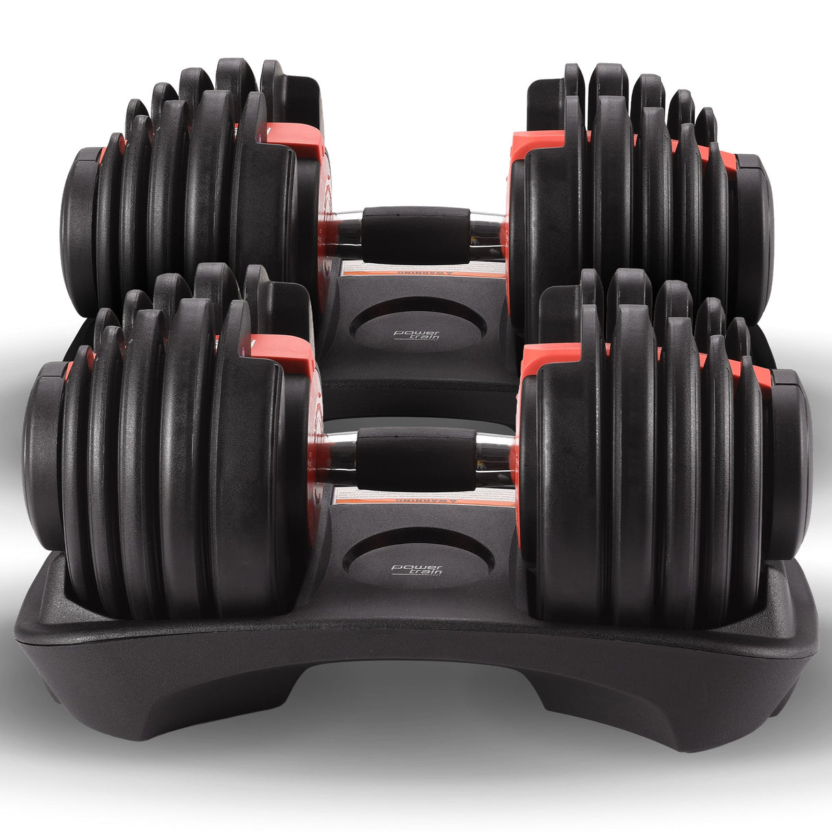 Powertrain 48kg Adjustable Dumbbells with Dumbbell Stand  Red